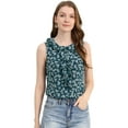 thumbnail image 1 of INSPIRE CHIC Women's Ruffle Chiffon Sleeveless Floral Top, 1 of 6