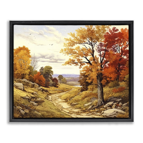 Stupell Industries Traditional Classic Fall Foliage Path Black Floating Frame Canvas Art, 21 x 17, by Lil' Rue