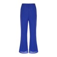 thumbnail image 2 of Yartina Womens Stretchy Wide Leg Palazzo Long Pants Casual Chiffon Elastic High Waist Loose Trousers Royal Blue M, 2 of 7