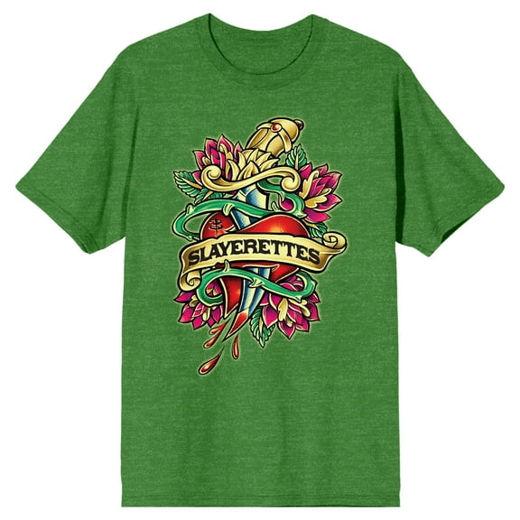 Buffy the Vampire Slayer Slayerettes Tattoo Men's Heather Green Short Sleeve Tee-M
