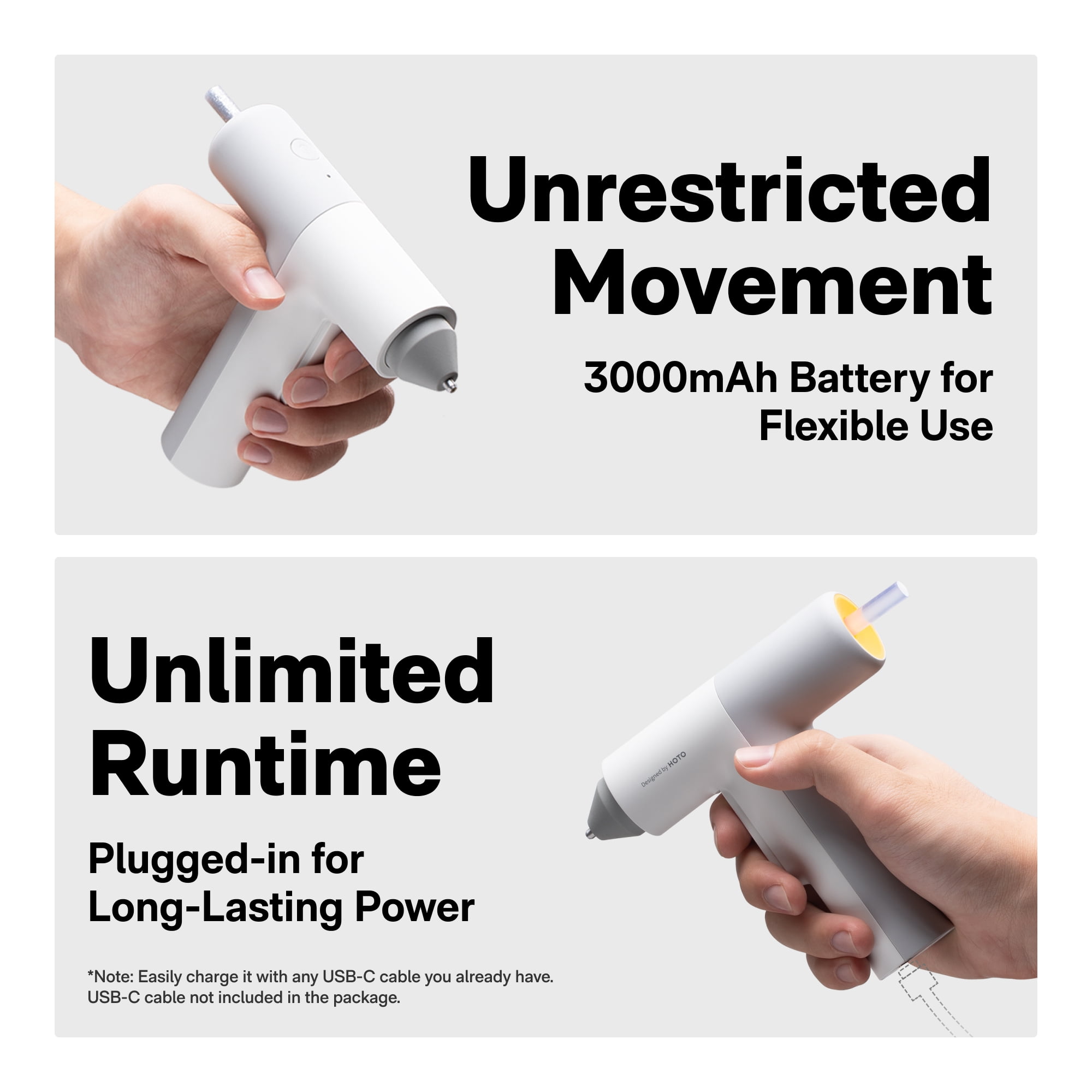 HOTO Cordless Auto-Dispensing Hot Glue Gun Kit, 30s Fast Preheat, 3000mAh Usb-C Rechargeable, Anti-Scald, 40 Glue Sticks for Diy Crafts, Arts & Home Repairs