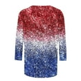 thumbnail image 5 of American Flag Women Shirt Women Red White and Blue Shirt 4th of July T Shirt Women 4th of July Women Tops Womens 4th of July Tees Casual Crewneck 3/4 Sleeve Loose T Shirt Ladies Blouses Shirts, 5 of 5