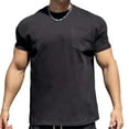 thumbnail image 2 of EWASWON Men's Slim Fit Cotton T-Shirt with Pocket - Gym and Casual Wear, Solid Color Crew Neck Short Sleeve Shirts,Black,Size L, 2 of 3