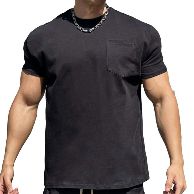 Besolor T-Shirts d'Entraînement pour Hommes Été Col Rond Manches Courtes T-Shirts Moulants Évacuant l'Humidité Hauts d'Entraînement Athlétiques de Gym