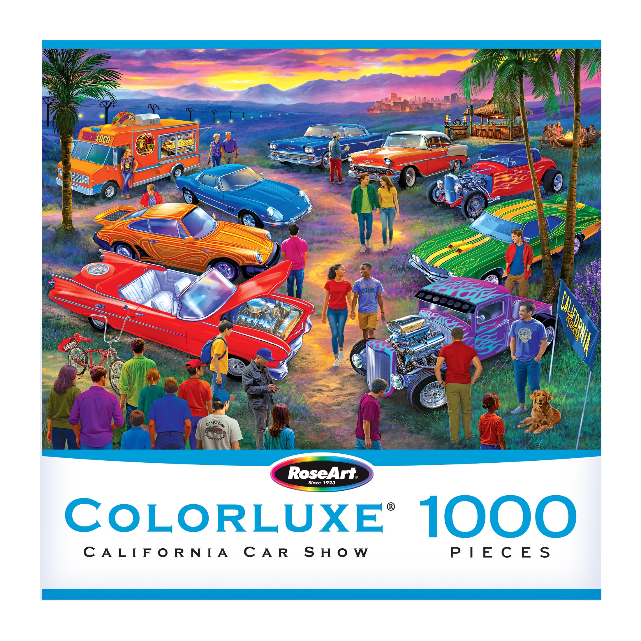 RoseArt Colorluxe 1000-Piece California Car Show Adult Interlocking Jigsaw Puzzle