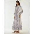 thumbnail image 4 of Printed Long Sleeve Maxi Dress with Belt, 4 of 5