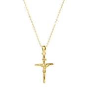 Women's Sterling Silver 14KT Plated Crucifix Pendant, 18" Chain