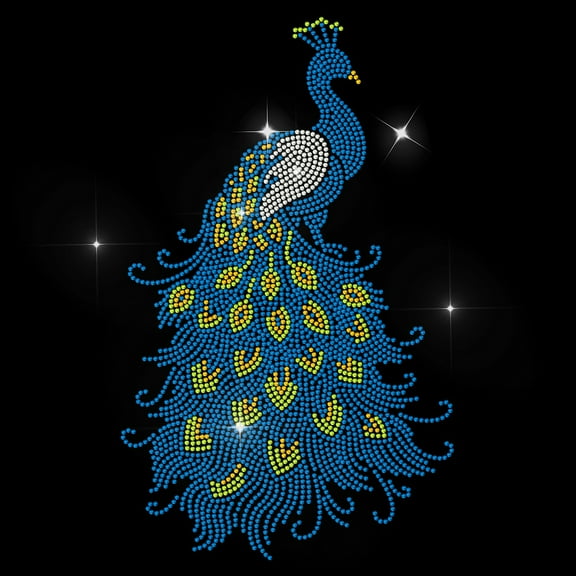 Glass Hotfix Rhinestone Iron on Appliques Costume Accessories for Pants Peacock 297x210mm