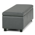 thumbnail image 3 of Avalon 48 inch Wide Contemporary Storage Ottoman Bench in Stone Grey Vegan Leather, 3 of 11