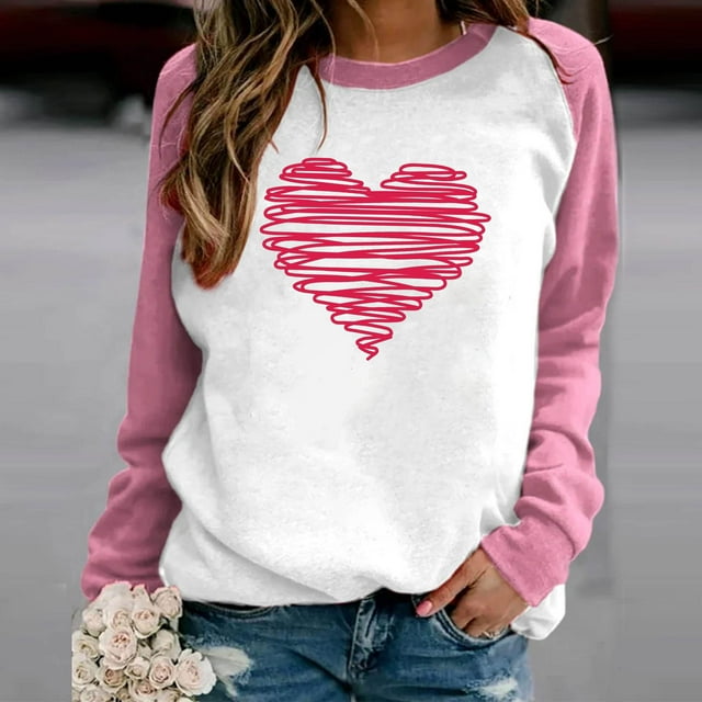 Offres de Liquidation! Aqestyerly T-Shirt Imprimé Mode pour Femmes Manches Longues Blouse Col Rond Hauts Décontractés Sweat à Capuche