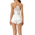 thumbnail image 3 of Conjunto de pijamas de satén para mujer INSPIRE CHIC, camisón sin mangas con tirantes tipo racerback y pantalones cortos con encaje, conjuntos de lounge de seda XS blanco, 3 of 6