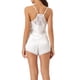 thumbnail image 3 of Conjunto de pijamas de satén para mujer INSPIRE CHIC, camisón sin mangas con tirantes tipo racerback y pantalones cortos con encaje, conjuntos de lounge de seda XS blanco, 3 of 6