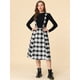 thumbnail image 4 of Falda midi Allegra K con tirantes y Tartán a cuadros vintage para Mujer Negro blanco L, 4 of 6