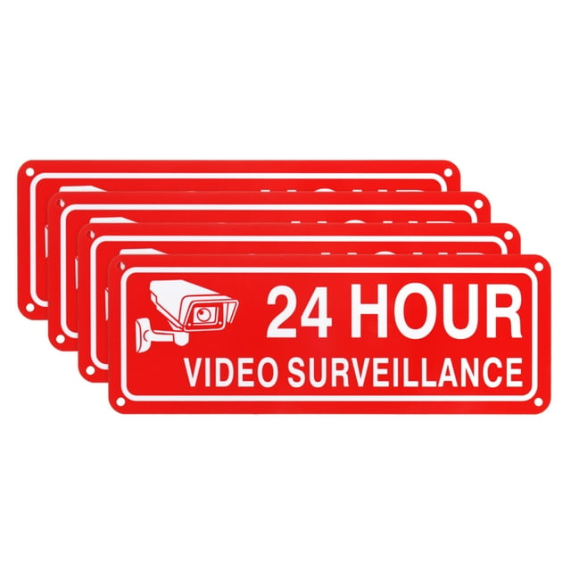 Uxcell 1-Pack Señal de Vigilancia por Video 24 Horas, 10" x 3.5" Señal de Advertencia Reflectante de Aluminio para Casa/Negocio