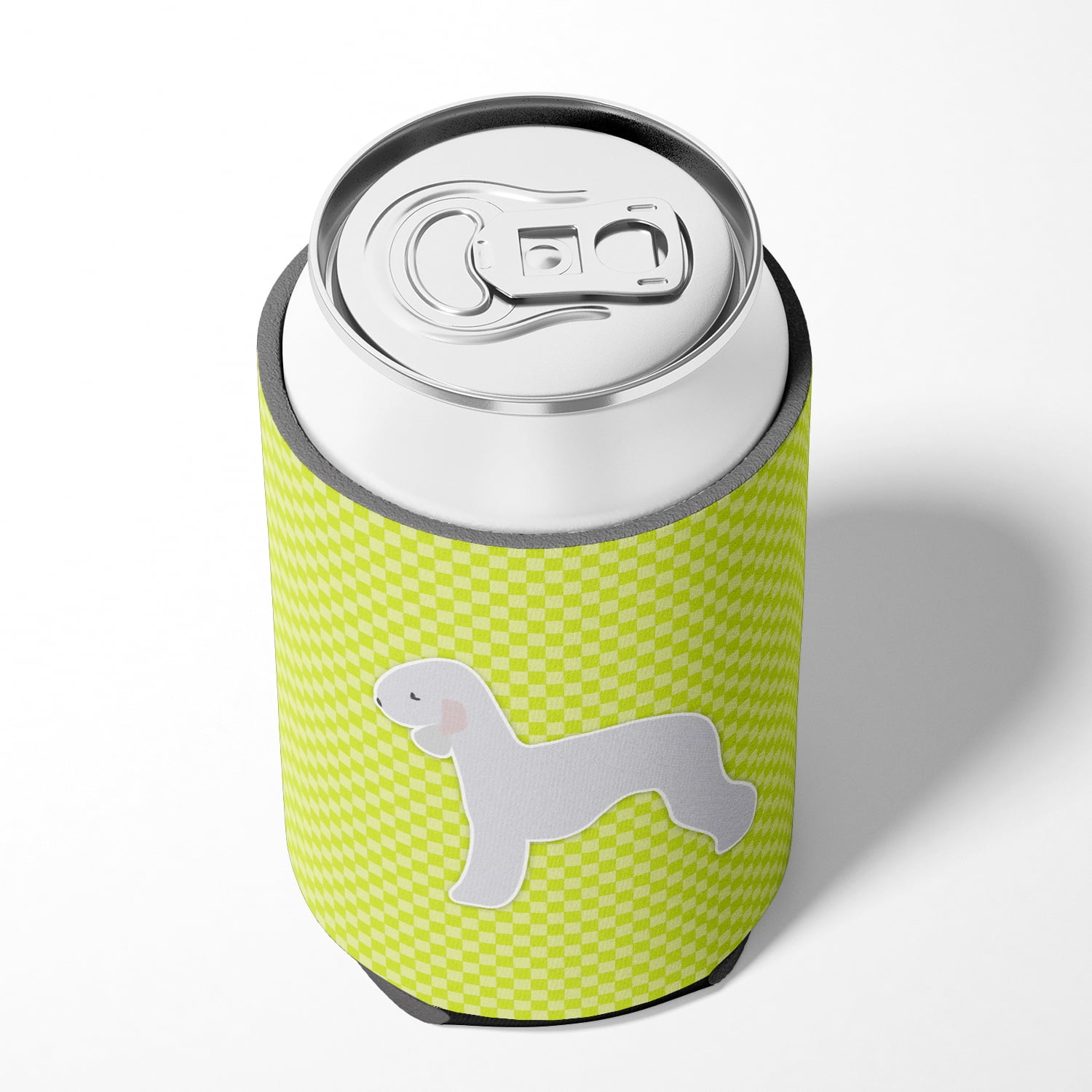 Caroline's Treasures BB3794CC Bedlington Terrier Checkerboard Green Can or Bottle Hugger, Can Hugger, multicolor