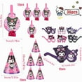 thumbnail image 6 of Kuromi Party Supplies, 36pcs Kawaii Kuromi Birthday Decorations - Pink and Purple Birthday Hats, Blowers & Glasses for Girls, Cute Party Favors, 6 of 7