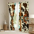 thumbnail image 3 of Cowhide Blackout Curtains Western Curtains,Brown Highland Cow Print Curtains & Drapes Exotic Aztec Diamond Farm Animals Bull Cattle Skin Room Decor Cowboys Gifts for Women, 3 of 6