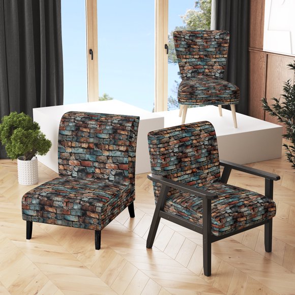 Designart « Nostalgie de l'Ère Industrielle » Fauteuil d'Appoint Rembourré en Briques Brunes - Fauteuil Moderne pour Salon