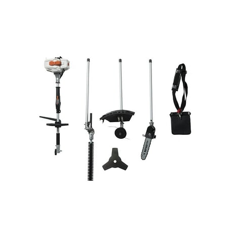 Full Crank - Sunseeker 2-Cycle 26 cc Gas Full Crank Shaft 4-in-1 Multi Function String Trimmer with Pole Saw Attachment