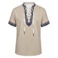 thumbnail image 4 of Tiijoy Boys Medieval Lace-Up Short Sleeve Shirt Dress Up Retro Shirt, Khaki, Sizes 5-6, 4 of 5