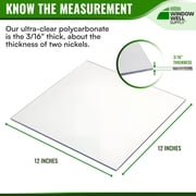 Window Well Supply - Clear Polycarbonate Sheet, Heavy-Duty Polycarbonate Panel, Thick, Hard Plastic Sheets, .177 Thick, for Durable Use 12 L x 12 W x 3/16 Thickness