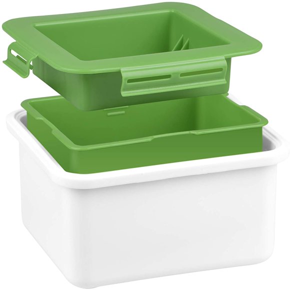 Tofu Press, Tofu Presser for Firm or Extra Firm Tofu - Tofu Maker with Water Drainer Made from Sustainable Materials - Green