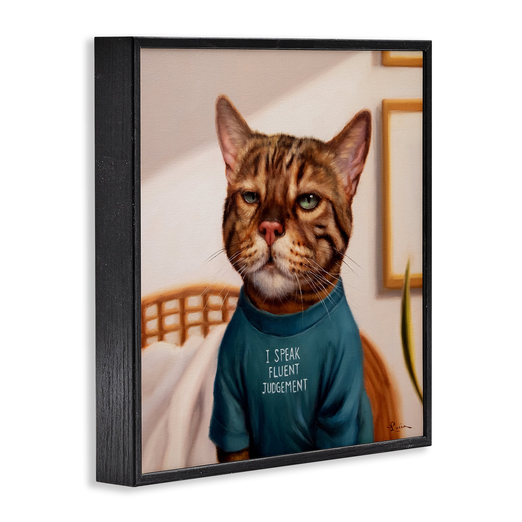 Stupell Industries Cattitude Speak Fluent Judgement Black Framed Giclee Art, design by Lucia Heffernan