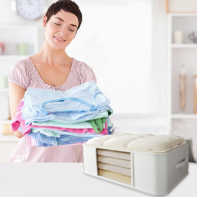 Fiudx Bolsa de Almacenamiento Compacta, con Cremallera y Asas Reforzadas, Organizador Plegable para Ropa y Colchas, Versátil para Guardarropas, Solución Práctica para El Hogar, Tamaño 53 X 37 X 16,6