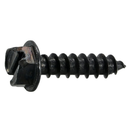 

#14 x 1 Black Oxide Steel Slotted Hex Washer Head Sheet Metal Screws (8 pcs.)