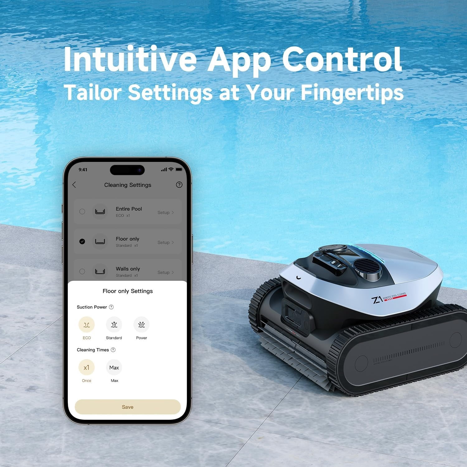 DREAME Z1 Kit Cordless Robotic Pool Cleaner (2026 Upgrade), Wall & Waterline Cleaning, 180Min Runtime,up to 1950 sq.ft, Automatic Pool Cleaner for Above & In-Ground Pools, Smart App