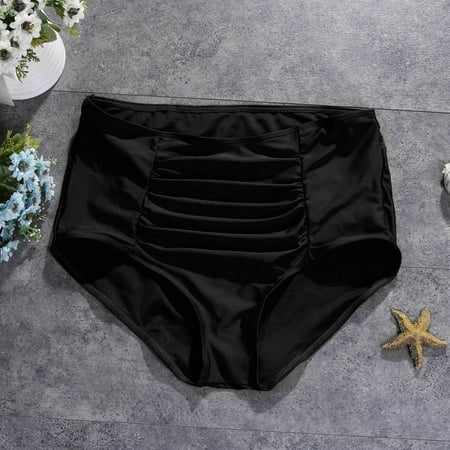 iOPQO Swim Shorts Women Womens Swimsuits Swimwears Tankinis Set Swimsuit Coverup for Women Women High Waist Ruched Bikini Bottoms Swimsuit Briefs Pants Black Xxxl Beach Pants for Women Womens Shorts