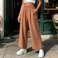 thumbnail image 6 of Women's Elastic Waist Loose Casual Pants, Solid Color Long Trousers with Pockets for Daily Home | TruBelle,Khaki L, 6 of 9