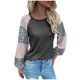 thumbnail image 2 of Pntutb Mujeres Costura Color Casual Cuello Redondo Suéter Suelto Manga Larga tops Mujer Blusa Pntutb Pntutb-1465, 2 of 5