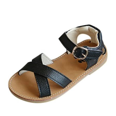 

Relanfenk Girls Sandals Toddler Kids Baby Solid Rubber Non-Slip Shoes Cross