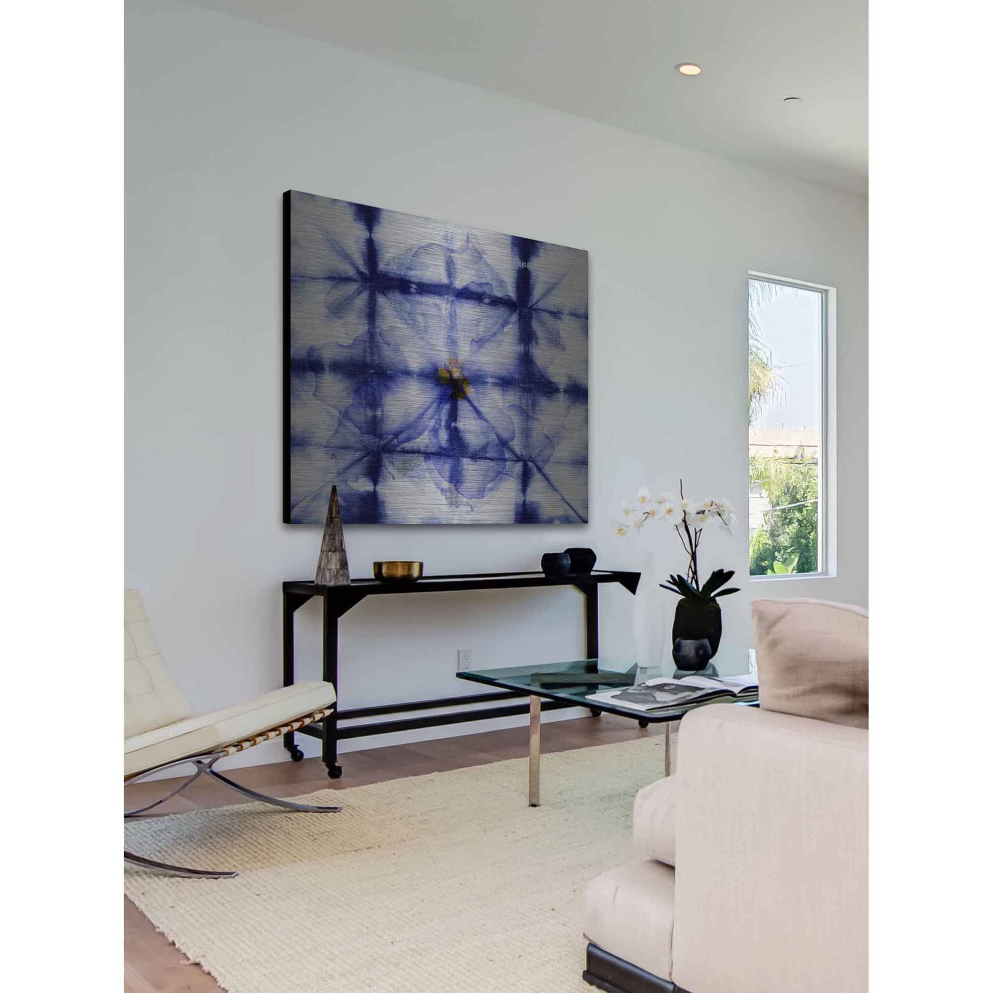 Parvez Taj  'Boxed in Blue' Painting Print on Brushed Aluminum 18 x 18