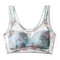 thumbnail image 3 of VISALY Wireless Bras Lace Bras 3Pc Minimizer Bras for Women No Underwire foral Printed Bras Full Coverage Bras Adjustable Strap Soft Bras Comfy Bras Lightly Padded Bras Light Blue 5Xl, 3 of 8