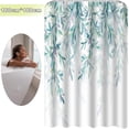 thumbnail image 2 of Cortina de ducha decorativa con plantas de acuarela y ganchos, cortina de baño con flores de plantas silvestres tropicales, 2 of 5