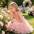 thumbnail image 6 of Pink Off Shoulder Flower Girl Dresses for Wedding 1 Sleeve Tulle Summer Vintage Dresses 3-4 Years, 6 of 9