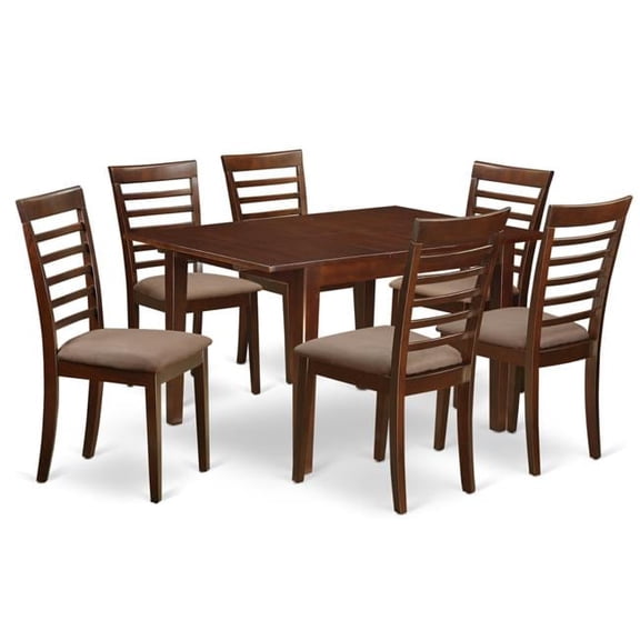 East West Furniture MILA7-MAH-C 7 Piece Breakfast Nook & 6 Dining Chairs In Mahogany Kitchen Set