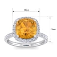 thumbnail image 5 of SuperJeweler 5 1/2 Carat Cushion Cut Citrine and Halo Diamond Ring In Sterling Silver For Women, 5 of 6
