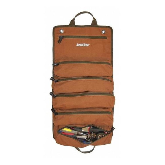 Bucket Boss Tool Pouch, Wrench Roll, Brown, Canvas, 6 Pockets 74004