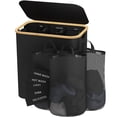 thumbnail image 1 of Cesto para la colada Cestos extra grandes de 3 secciones de 160 l para cesto de lavandería con tapa Cesto para ropa sucia Cesto para la colada Organizador para dormitorio Cuarto de lavado, 1 of 5