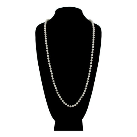 - White Glass Knotted Faux Pearl Strand 6mm Beaded 36