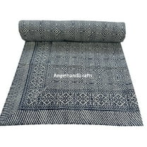 Handmade Cotton Bedcover Hand Block Print Bedsheet Reversible Vintage Bedspread Indian Throw Hand Stitch Modern Blanket Summer Comforter