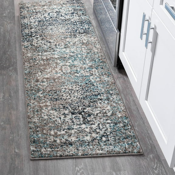 Unique Loom Richmond Collection Area Rug - Medallion (2' x 8' Runner Gray/Ivory)