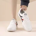 thumbnail image 5 of Women's White Retro Sneakers with Grey & Orange Stripes, Lace-Up Comfort Casual Shoes, 5 of 8