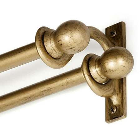 Double Deco Curtain Rod Set, Gold, 5/8" Rod Diameter