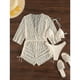 thumbnail image 4 of Conjunto de traje de baño de 3 piezas para mujer, sujetador con cuello Halter, calzoncillos de corte alto, traje de baño de verano con cubierta Beige L, 4 of 5