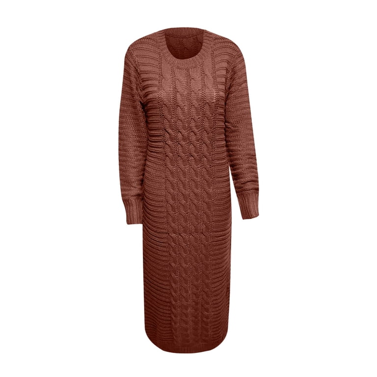 wine color holiday dress LLYwey s Long Maxi Dresses for Women Fashion Flowers Knitting Long Sleeves New Dresses L back_style:Open Back