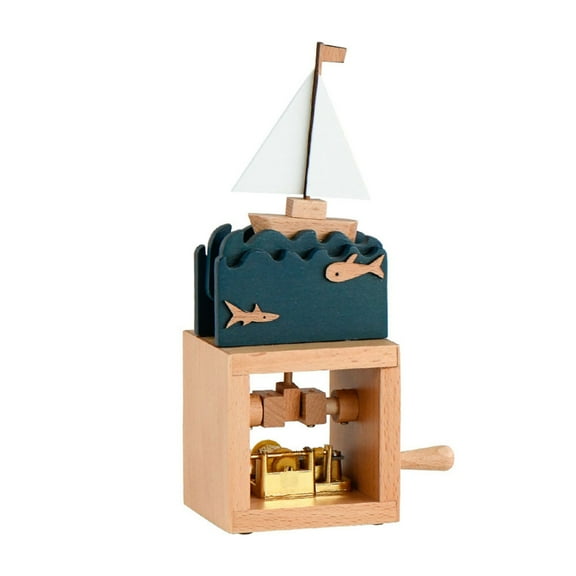 AOOOWER Elegant Wood Music Box with Hand Operated Mechanism Cartoon Musical Box A Unique Gift for Special Parties Event